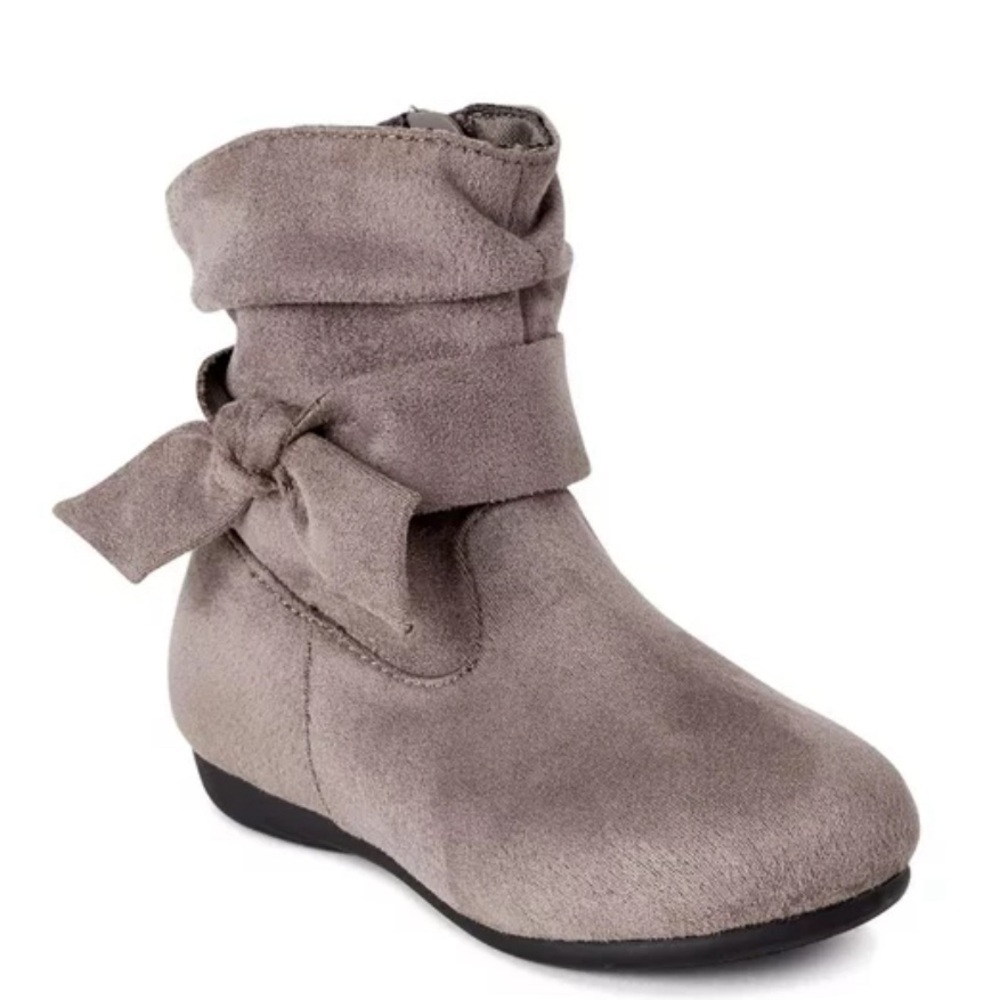 NEW Wonder Nation Toddler Girls Gray Slouch Boots Bow Accent Size 10